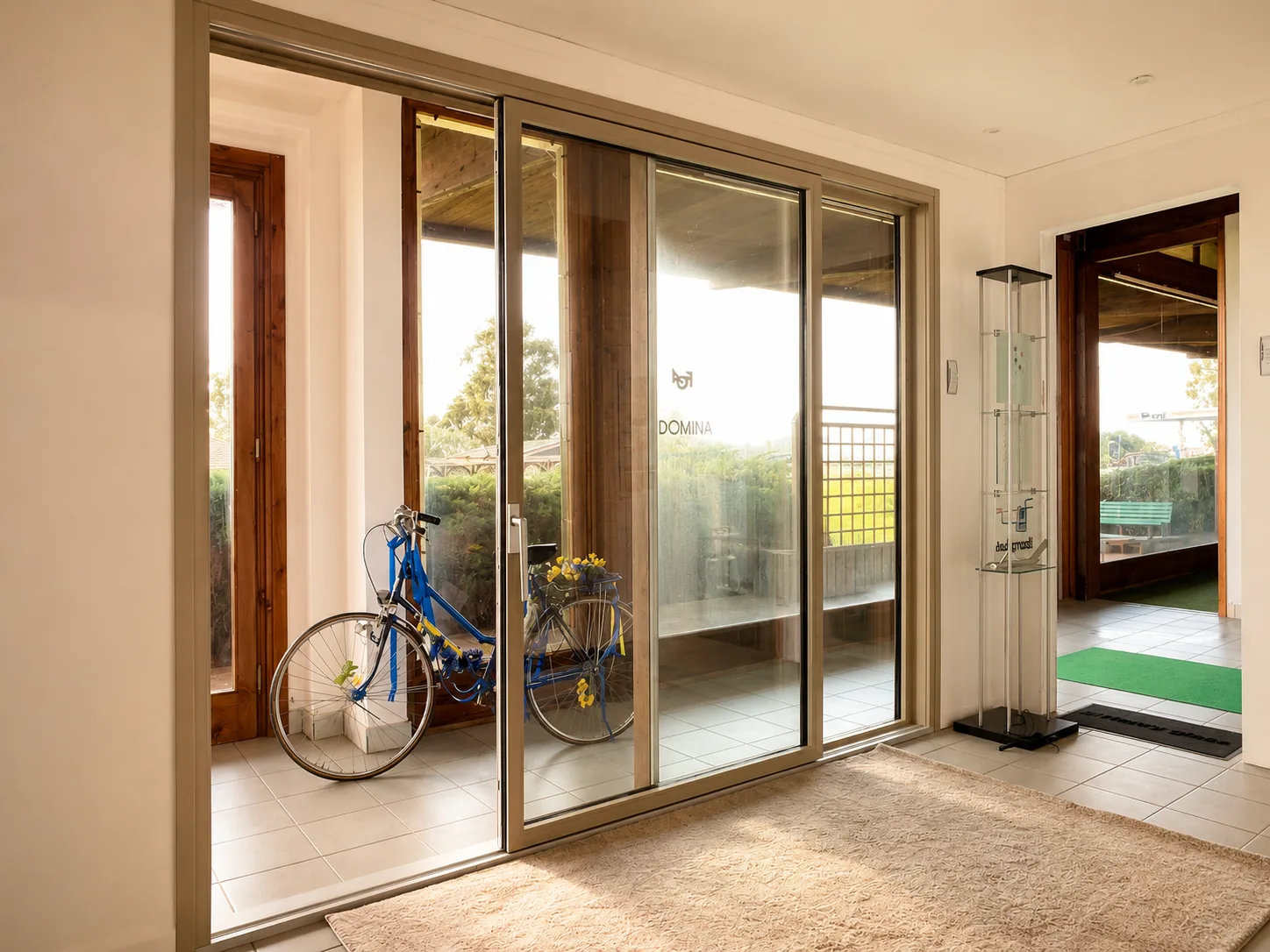 Vetrata scorrevole esposta nello showroom Ledda