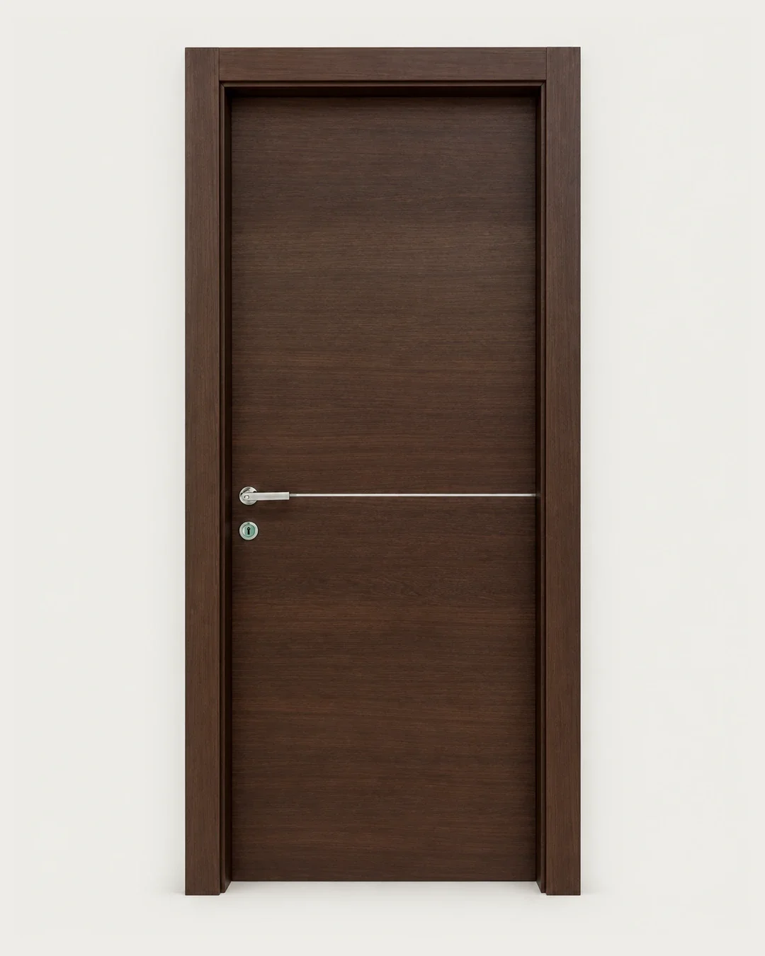 Porta interna Ferrero Legno wengè con inserto cromo satinato